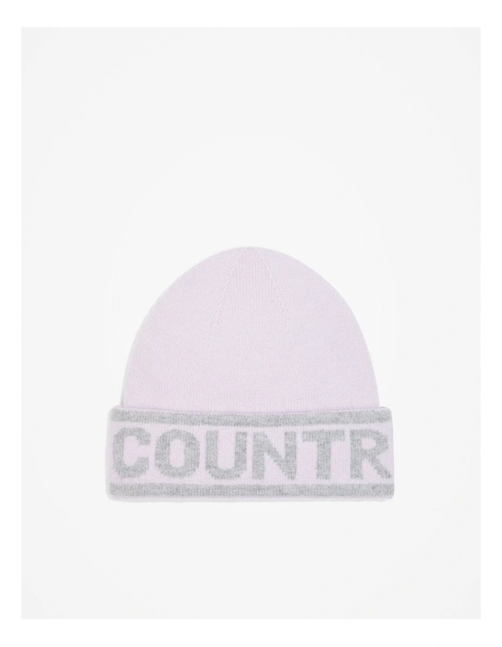 Organically Grown Cotton Blend Logo Beanie in Lilac