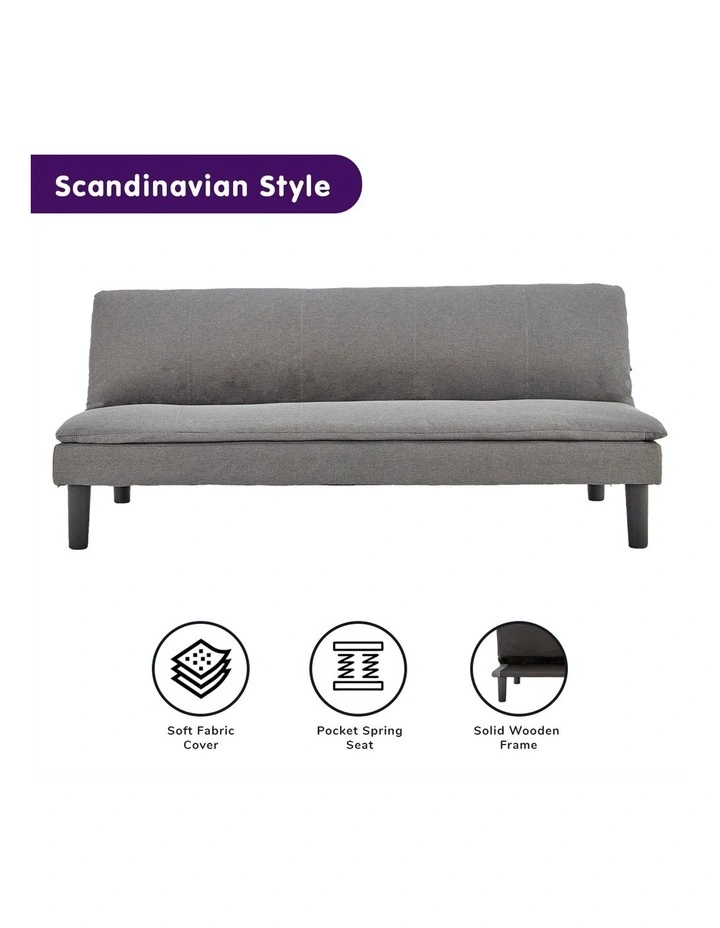New Sarantino 3 Seater Sofa Bed Lounge Couch Modular Furniture Linen Dark Grey