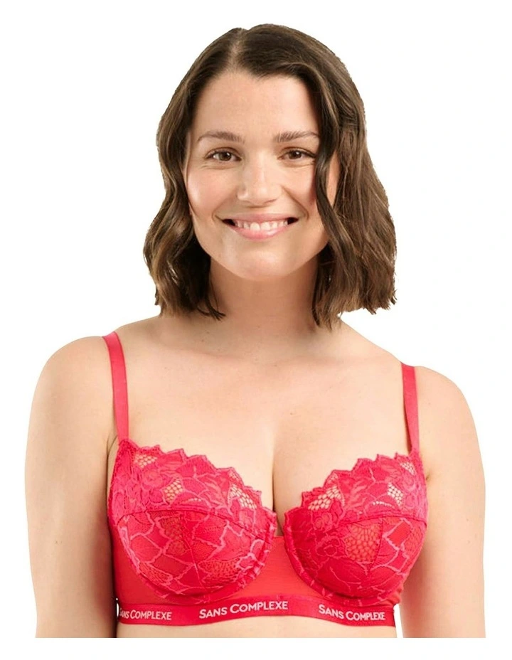 Arum Trend Sheer Lace Longline Balconette Bra in Virtual Pink