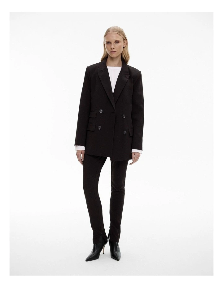 Viscose Blend Double-breasted Blazer in Black