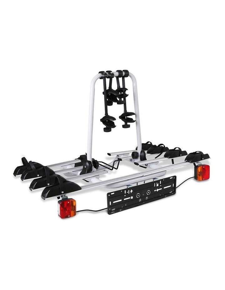 Bike Carrier Rack Car Towbar Hitch Ball Mount Tail light 4 Bicycle in Silver