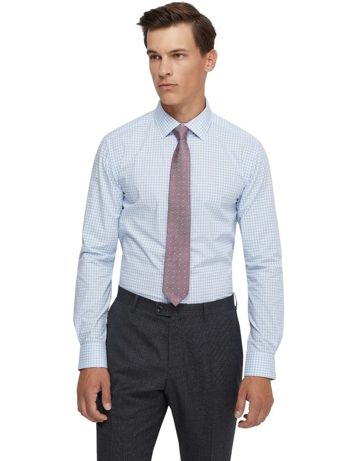 Beckton Cotton Gingham Shirt in Sky