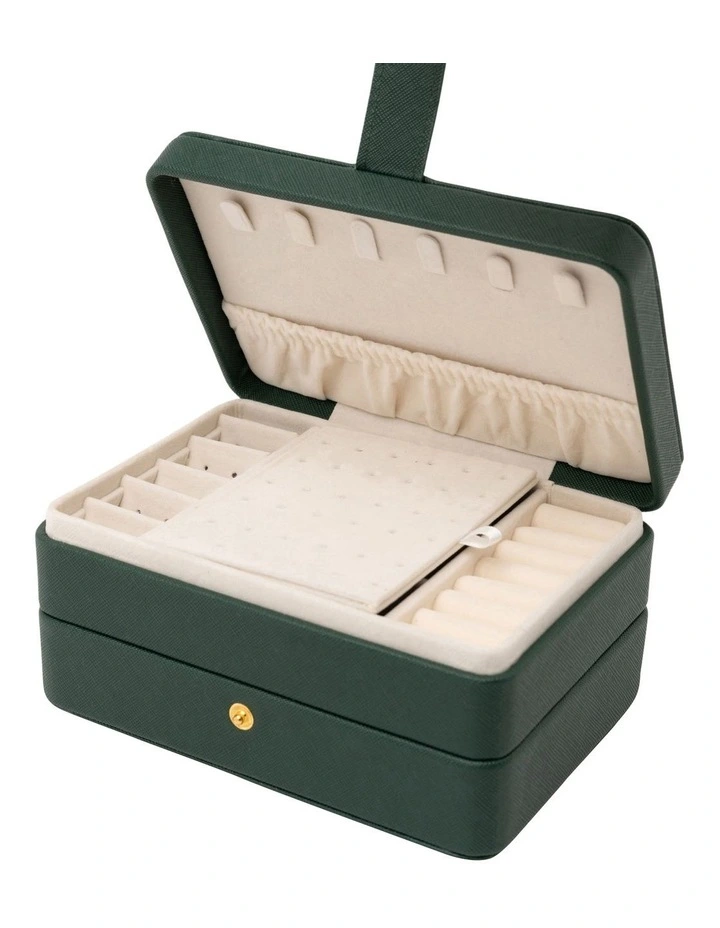 Rectangle Double Layer Jewellery Box in Green