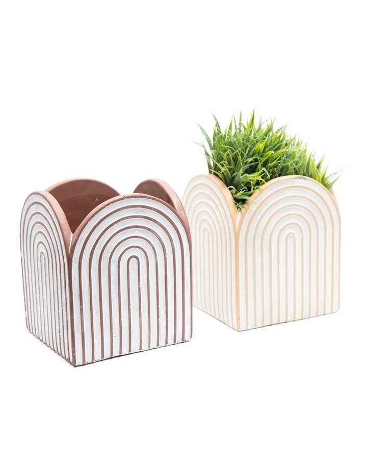 Arc Square Pot Planters Set of 2 in Multi