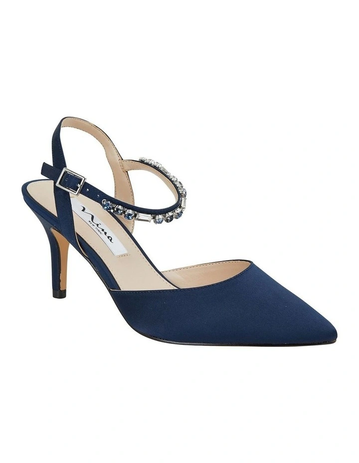 Tonya Navy Satin Pump