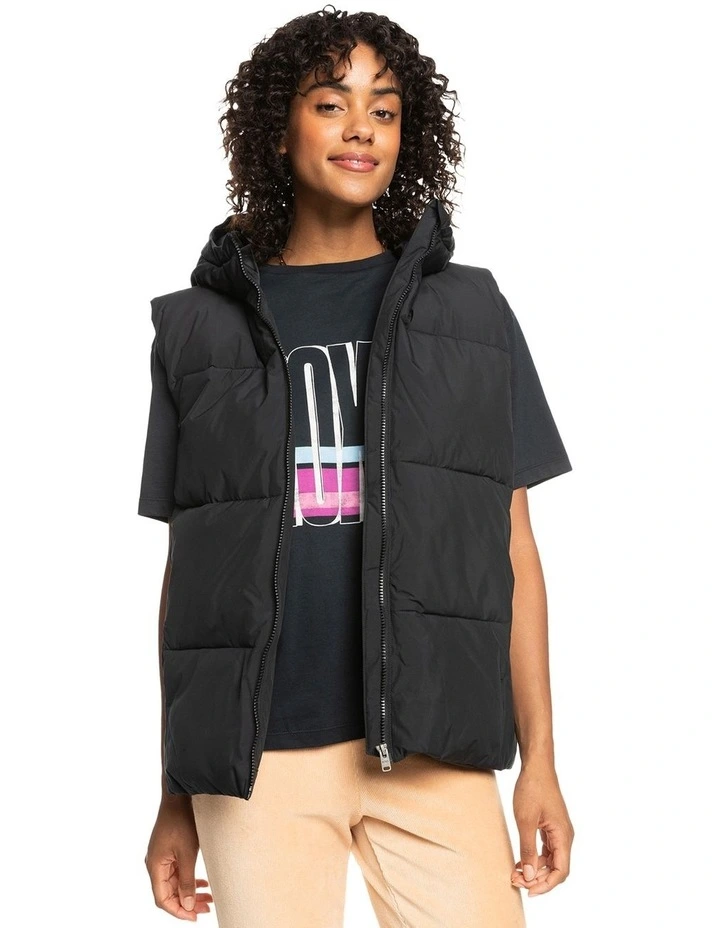 Bright Side Longline Hooded Puffer Jacket in Anthracite