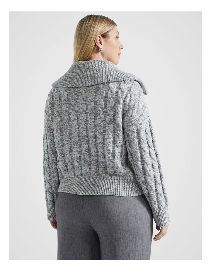 Cotton Blend Twist Cable Knit in Wolf Marle