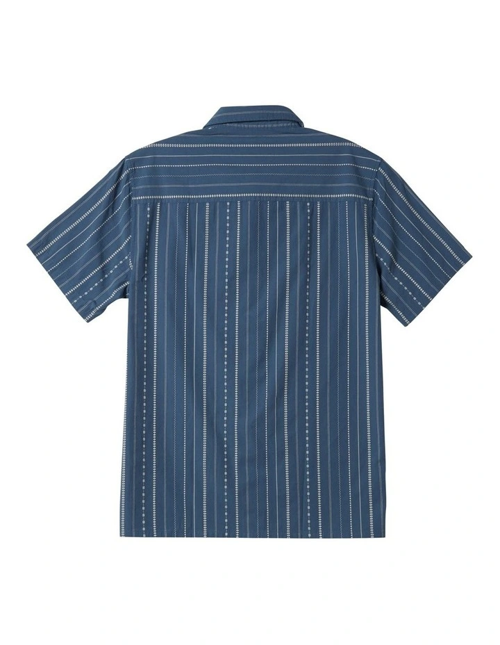 Pacific Stripe Short Sleeve Shirt in Berring Sea