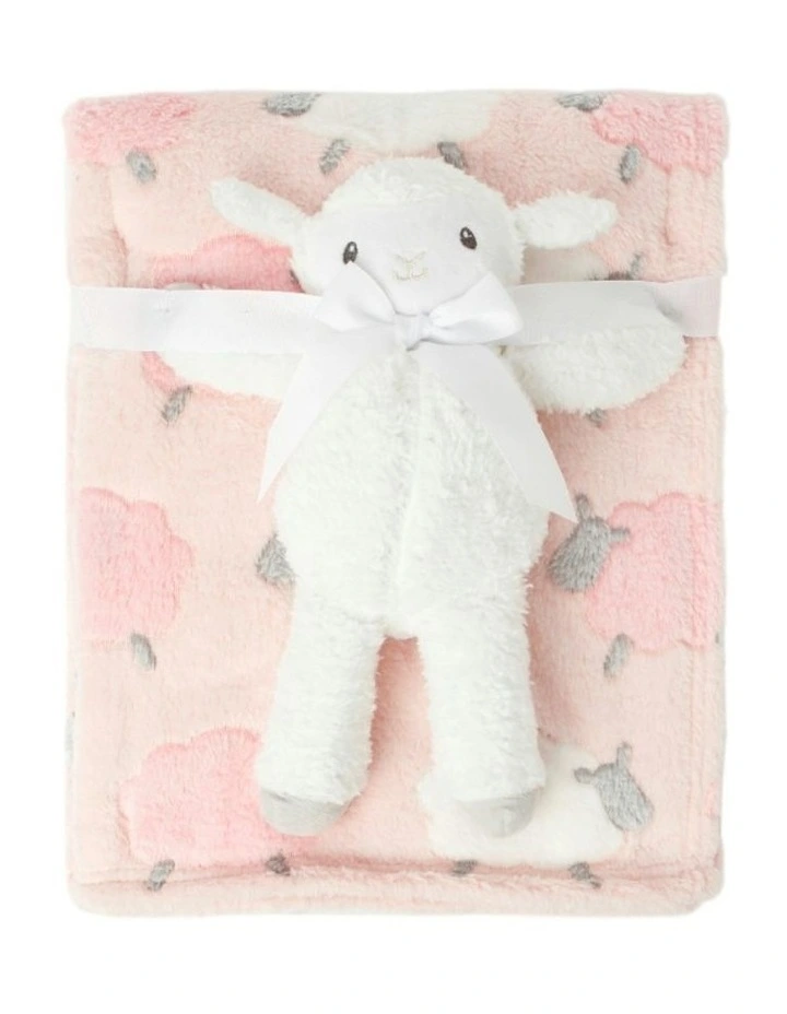 Coral Fleece Blanket with Toy in Pink