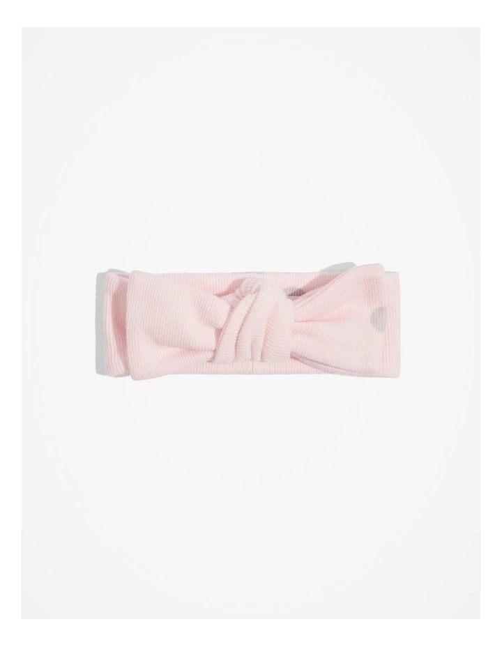 Organically Grown Cotton Rib Headband in Pink Tint Spot