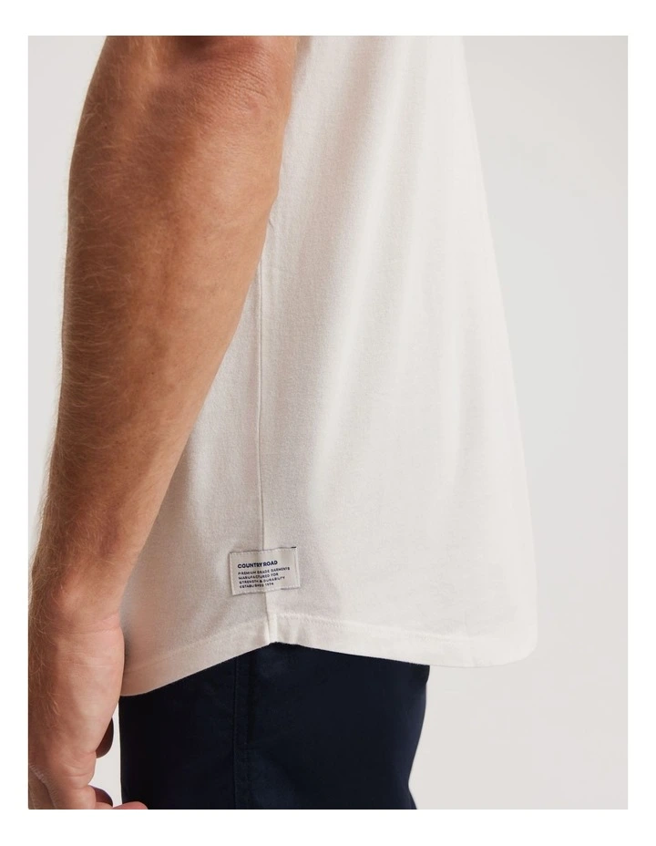 Australian Cotton Longline Garment Dyed T-shirt in White