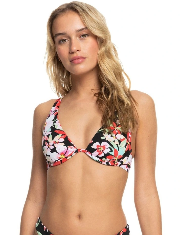 Printed Beach Classic under wire Bra in Black Floral