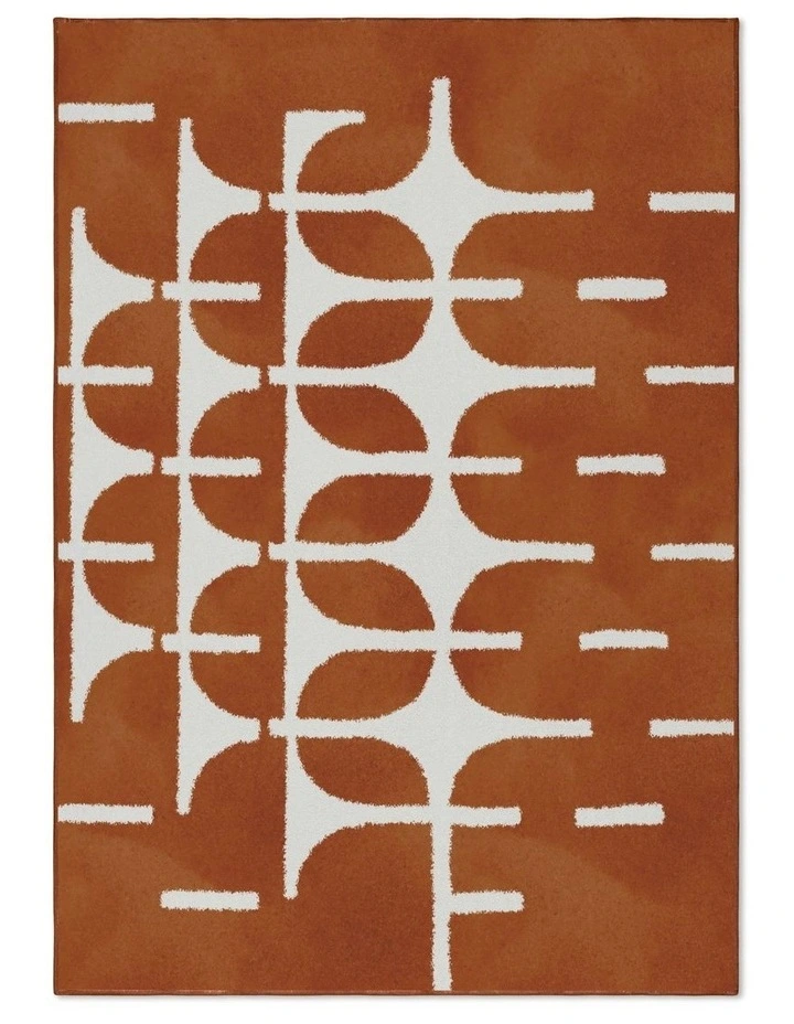 Echo Washable Cotton Feel Area Rug in Brown