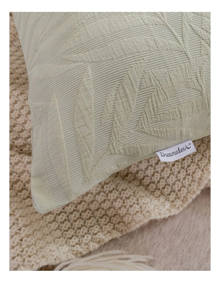 Leafy Jacquard Cotton European Pillowcase in Sage