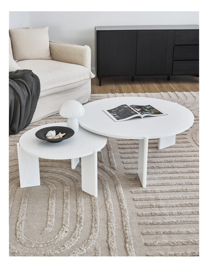 Taupo Straight Legs Coffee Tables Set of 2 in White