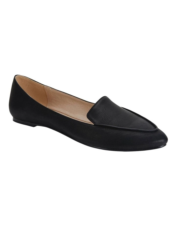 Reno Black Smooth Flat Shoes