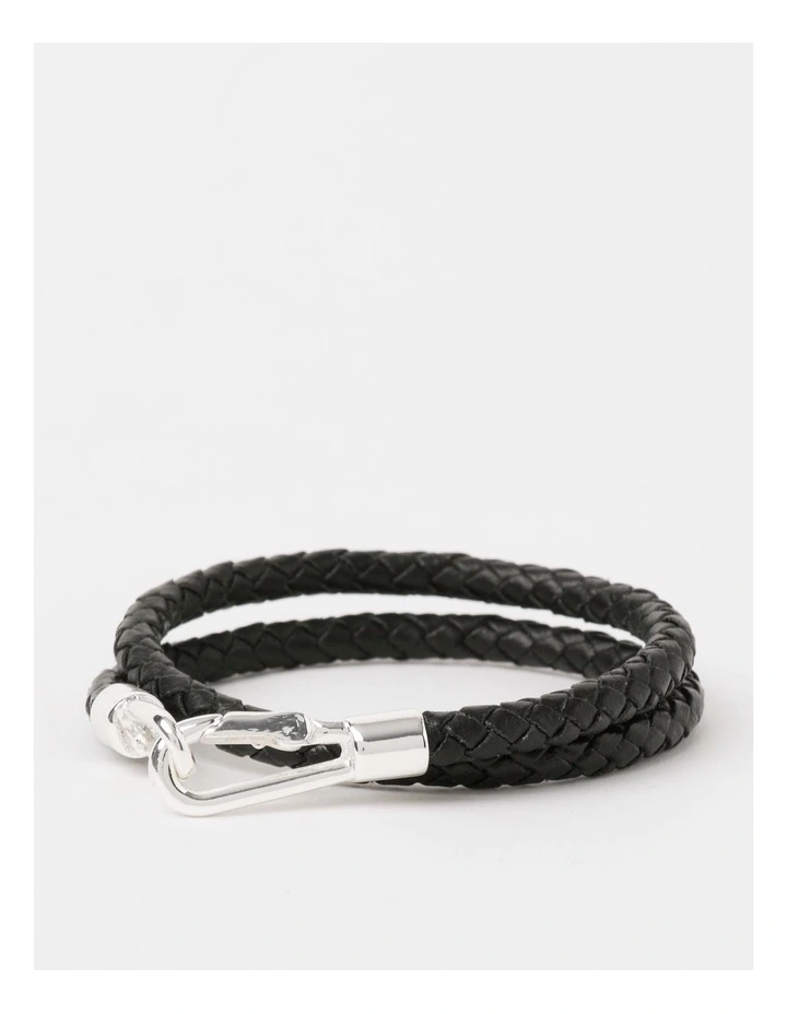 Leather Wrap with Clasp in Black