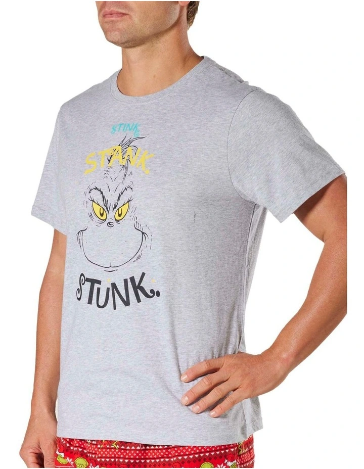 Stink Stank Stunk Sleep Tee in Grey Marle