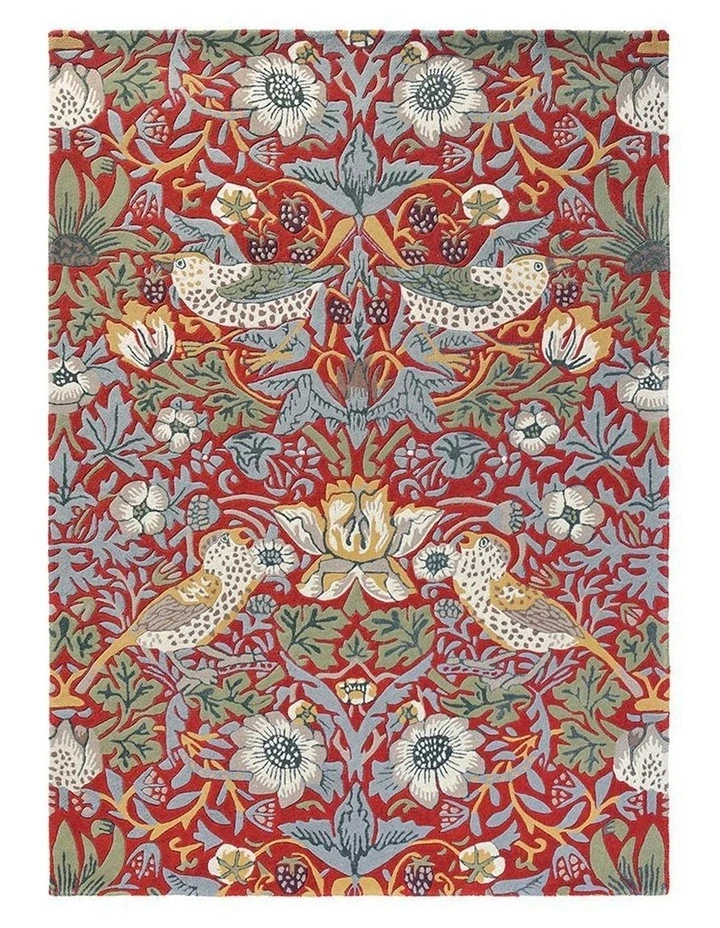 Morris & Co Strawberry Thief Crimson Rug