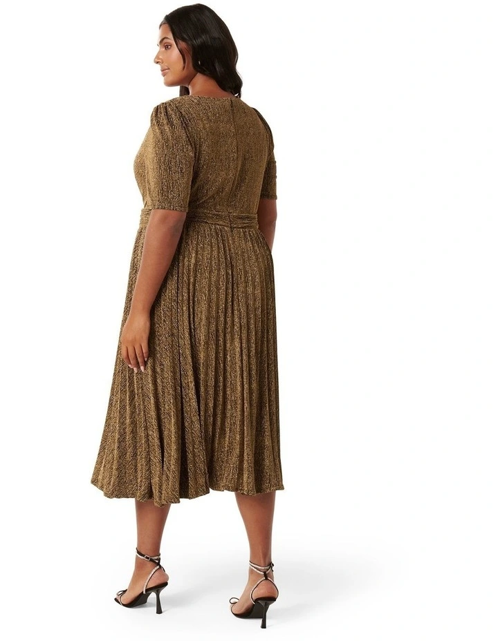 Freda Short Sleeve Wrap Dress in Gold
