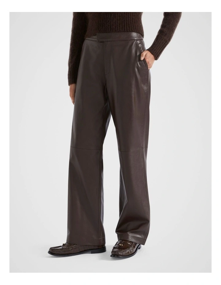 Leather Tailored Pant in Dark Espresso
