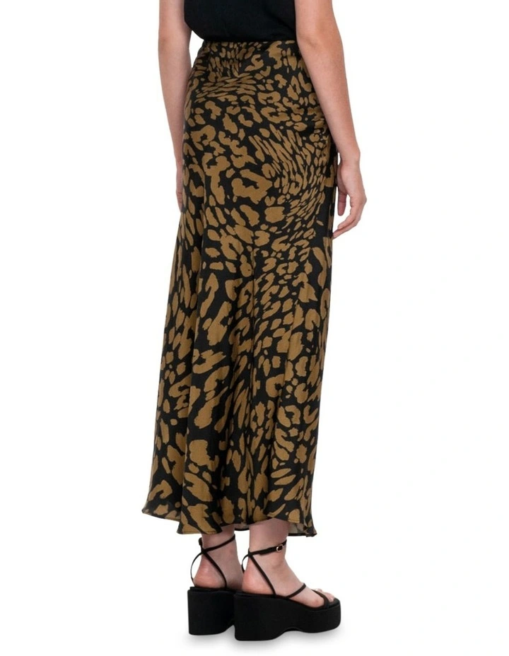 Gilded Leopard Bias Skirt in Black Gold