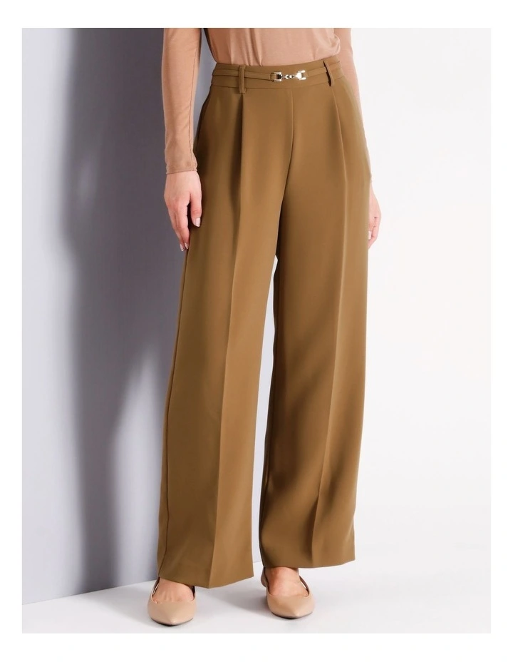 Pleated Wide Leg Pant in Camel