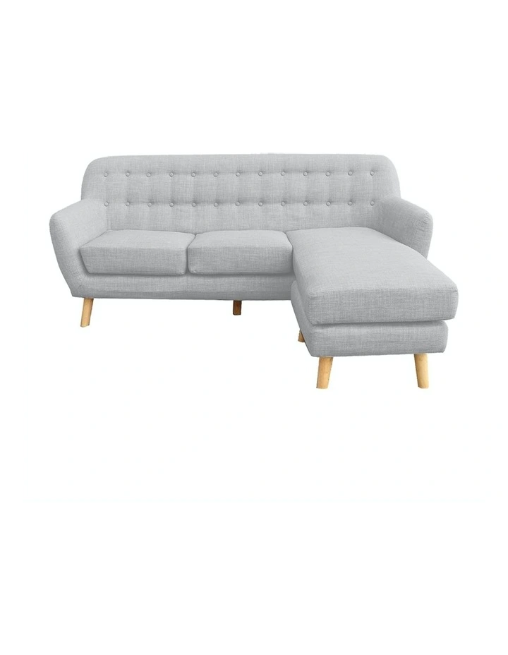 Linen Corner Sofa Couch Lounge L-shaped w/ Chaise Light Grey