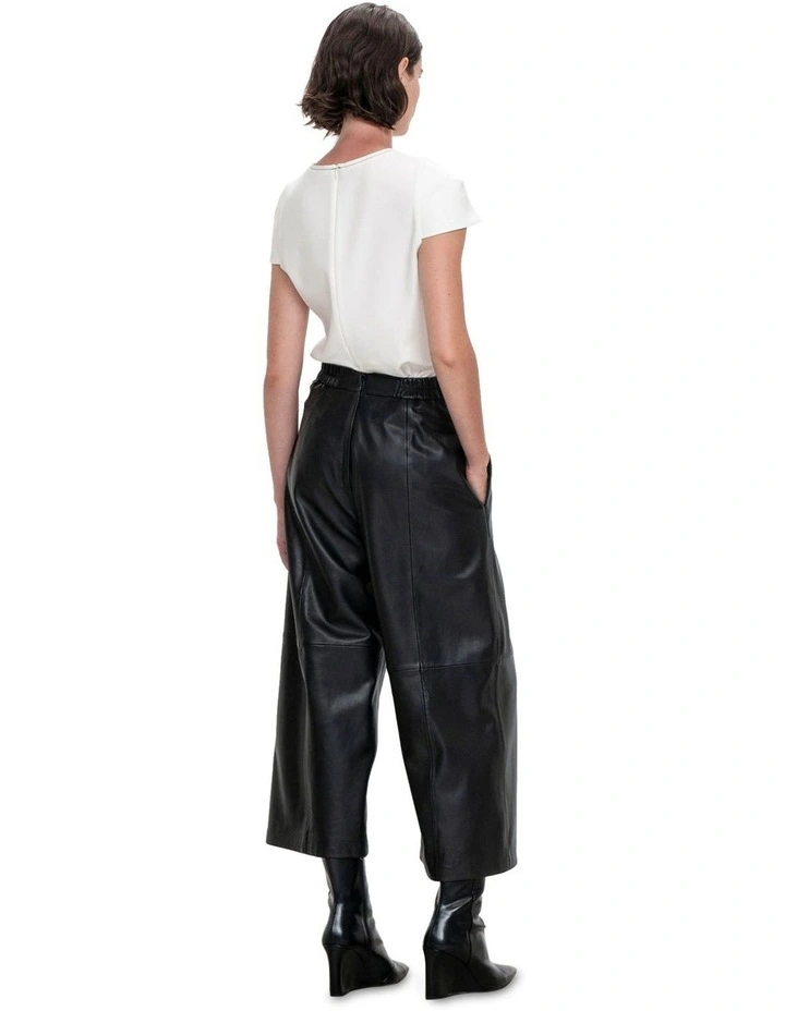 Cotton Twill Topstitch Top in Ivory