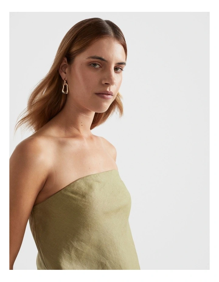 Core Linen Strapless Top in Pistachio