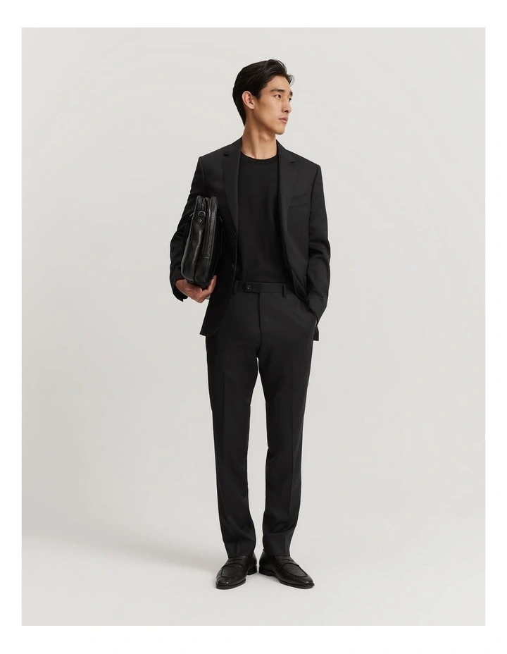 Regular Fit Australian Wool Travel Jacket in Black