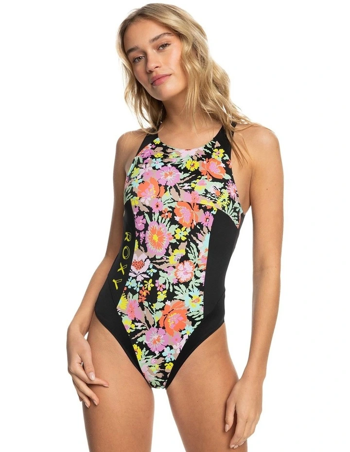 Active One Piece Swimsuit in Anthracite Floral Escape