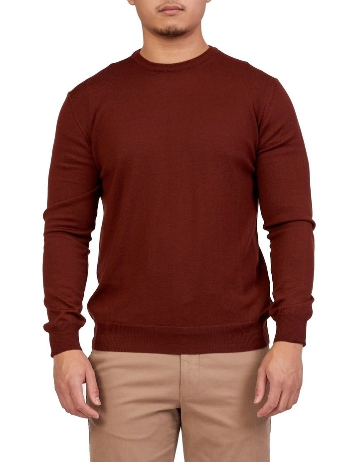 Merino Crew Neck In Maroon