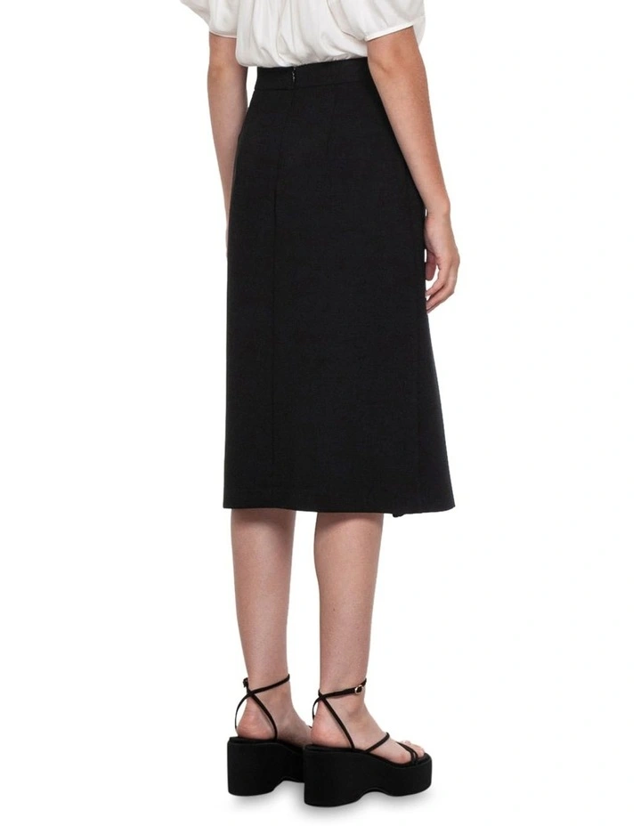 Double Weave Wrap A-Line Skirt in Black