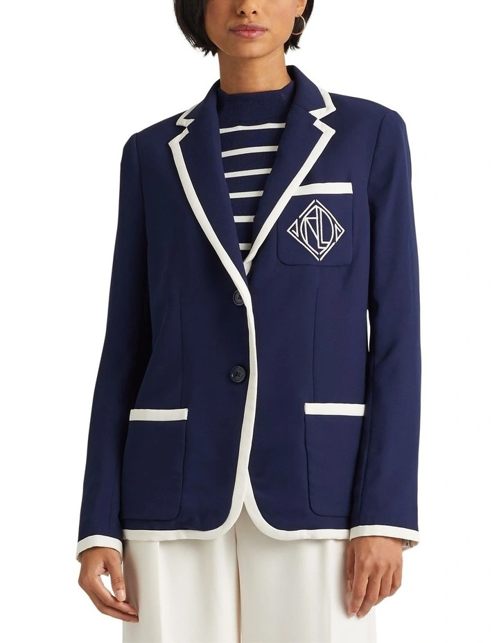 Two-Tone Georgette Blazer in Navy