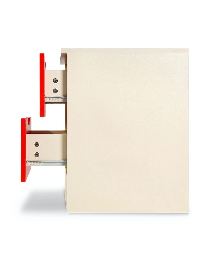 Bedside Table Cabinet Storage Chest 2 Drawers Lamp Side Nightstand Red White