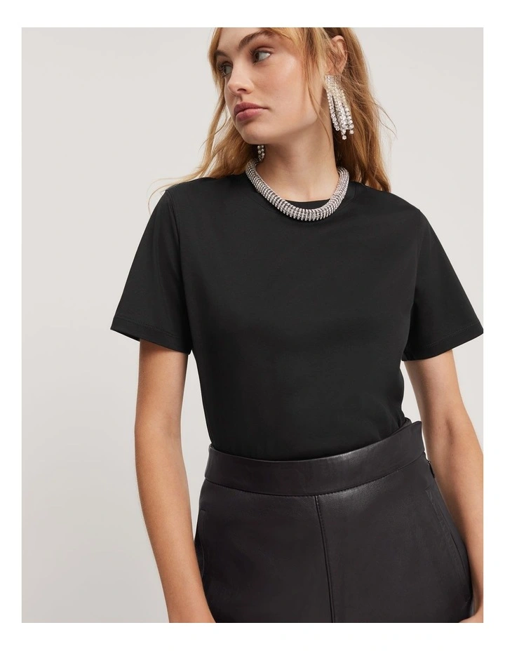 Mercerised Slim T-Shirt in Black