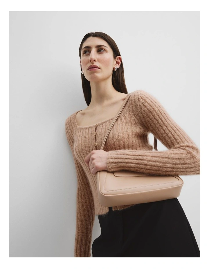 Scoop Neck Knit Cardigan in Dune
