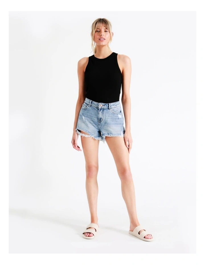 Pacy High Waisted Denim Shorts in Light Blue Denim