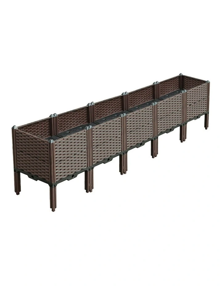 Raised Plastic Planter Box 200 cm in Dark Brown