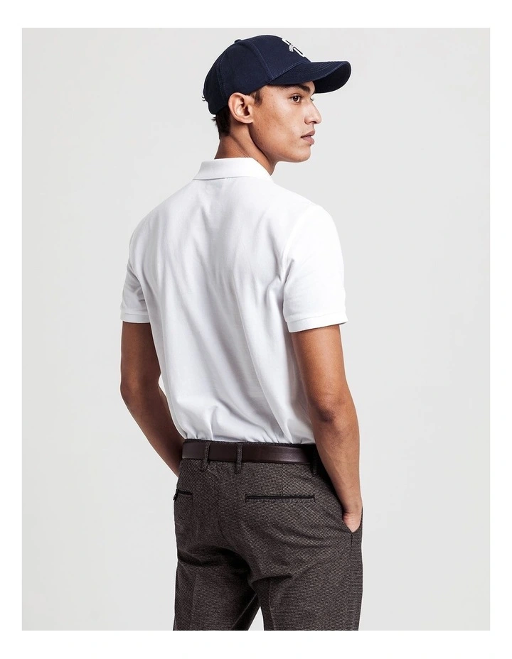 Solid Pique Rugger Polo in White