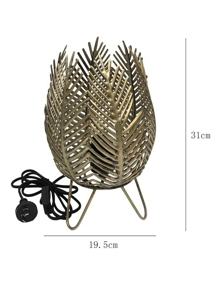 Metal Gold Leaf Designer Table Lamp in Gold