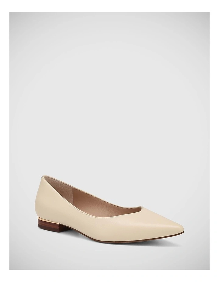 Monica Leather Flat in Stone White