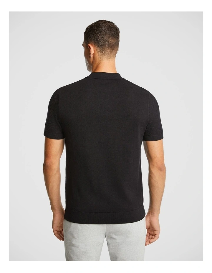 James Knitted Polo Shirt in Black