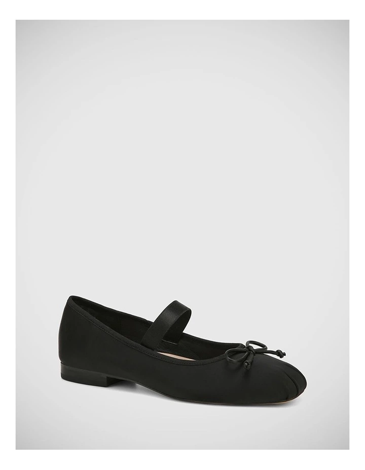 Alta Recycled Satin Flat Ballet in Black