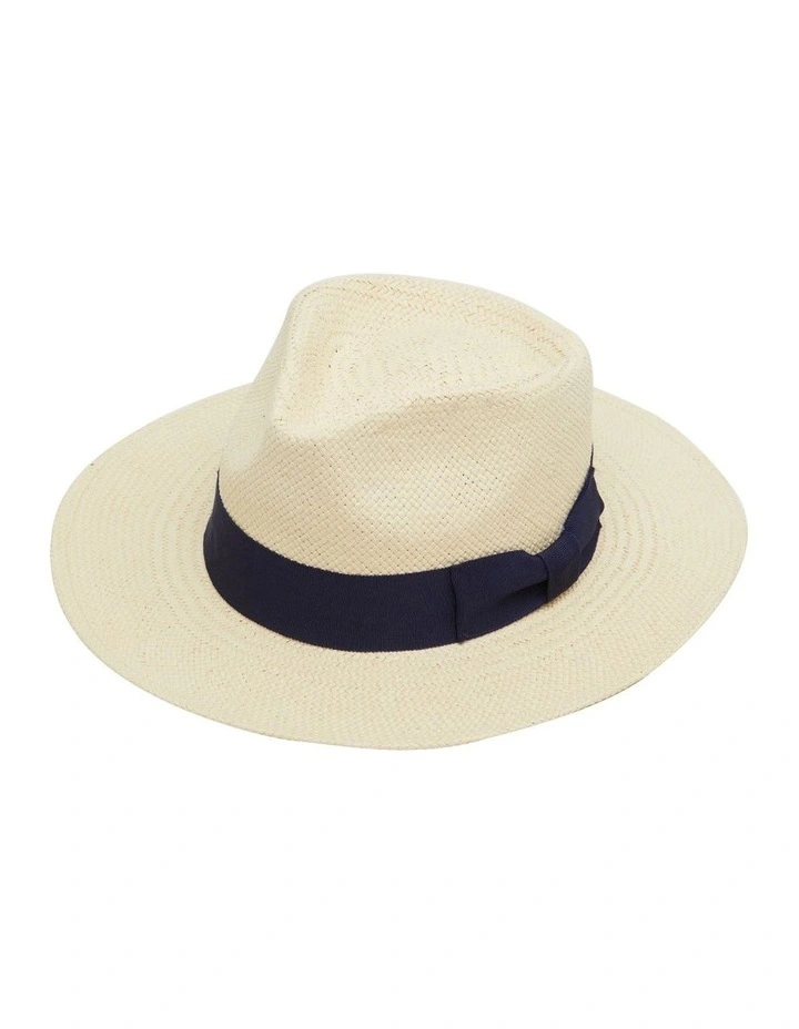 Jacob Mens Fedora in Natural/Navy Blue
