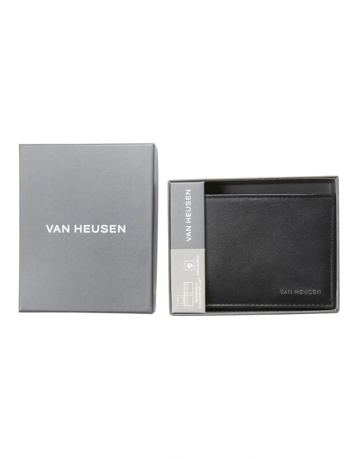 RFID Bi-Fold Wallet with Removable Pass Case in Black