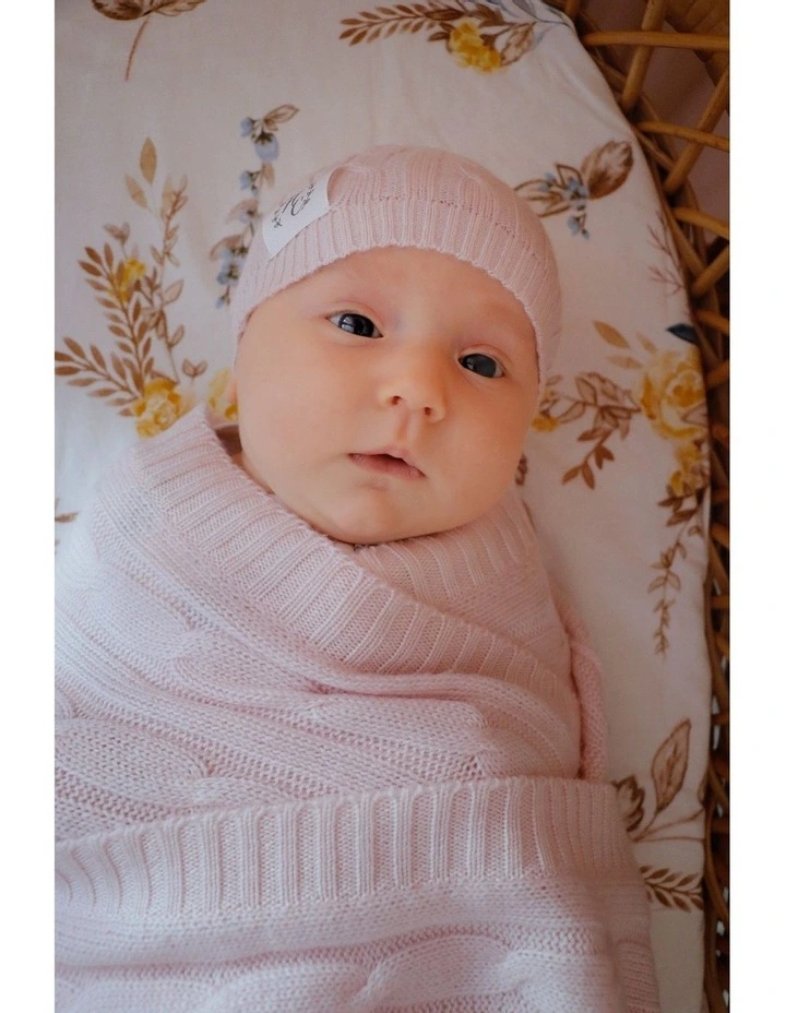 Cashmere Baby Beanie in Baby Pink