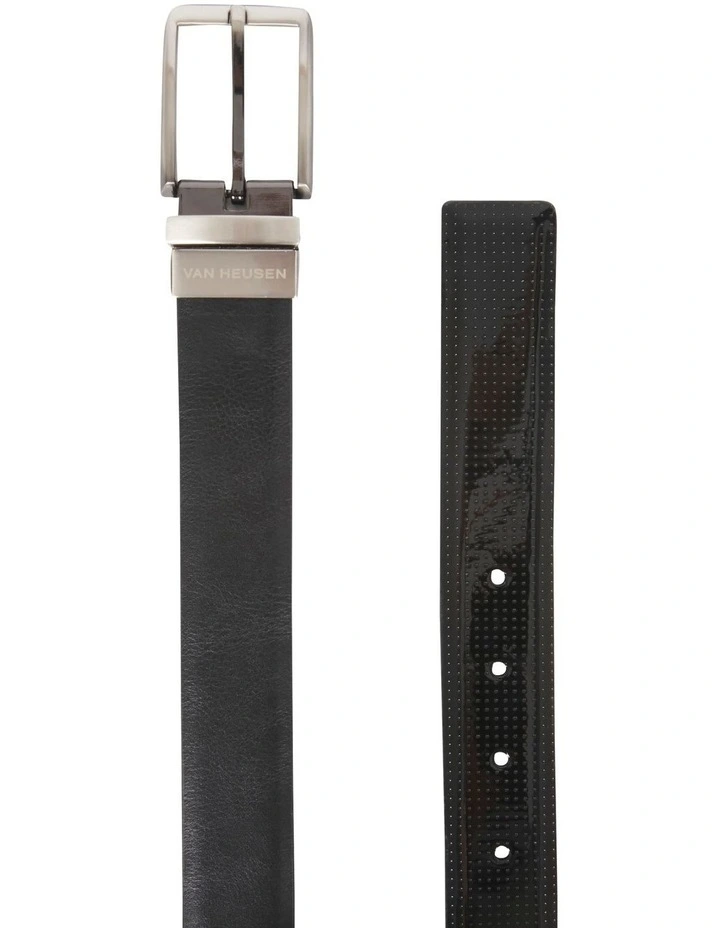 Leather Reversible Belt Patent/Matte in Black