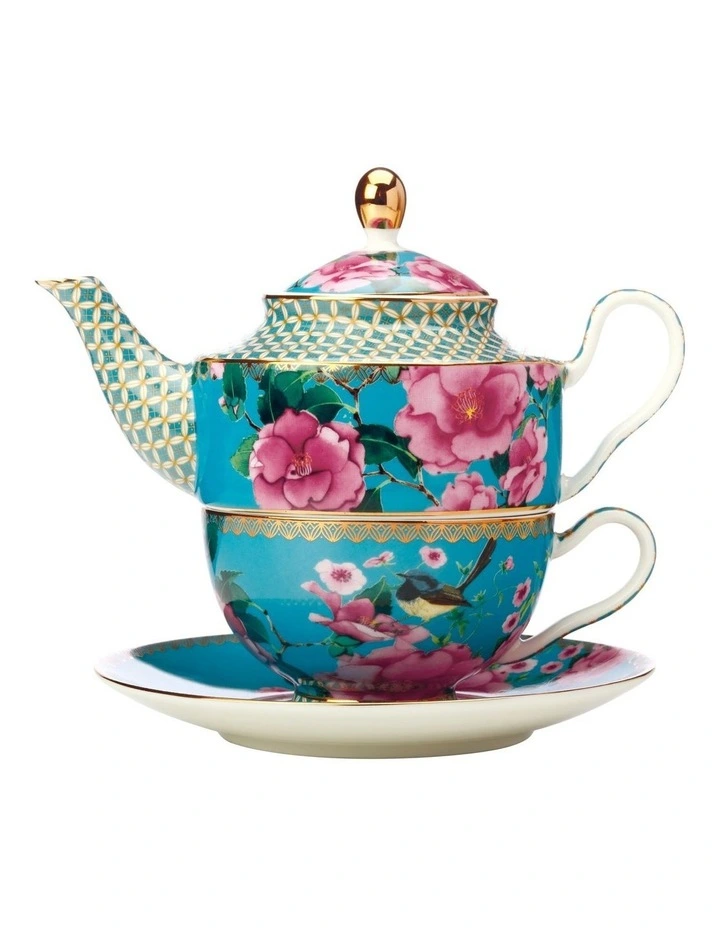 Silk Road Teapot for One with Infuser 380ml in Aqua